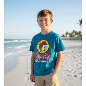 Buc-ees Beach Express Local Graphic Tee Youth Large Comfort Soft T-Shirt
